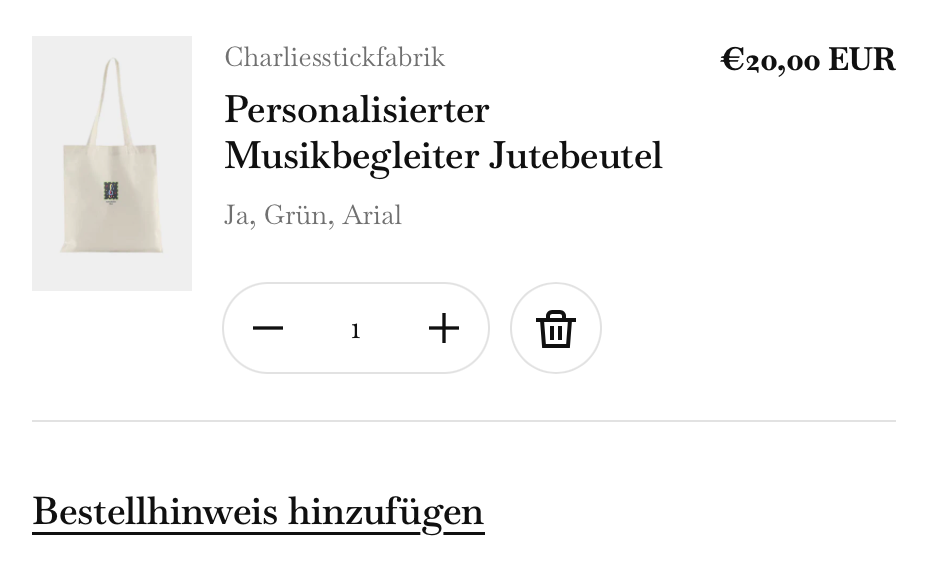 Personalisierter Musikbegleiter Jutebeutel