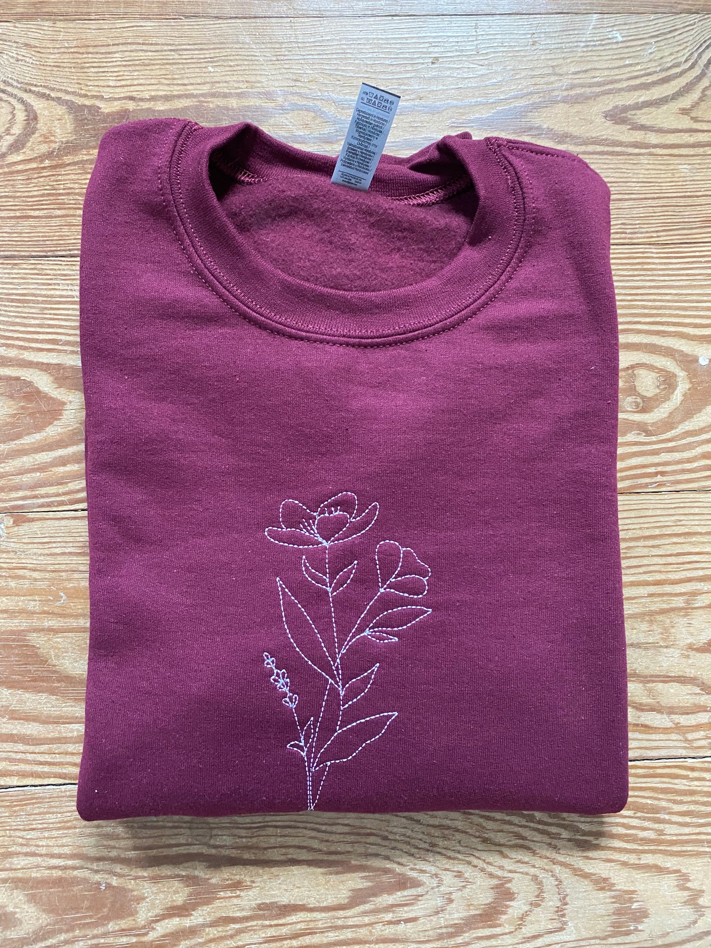 Sweatshirt bestickt | Blumen | Lineart