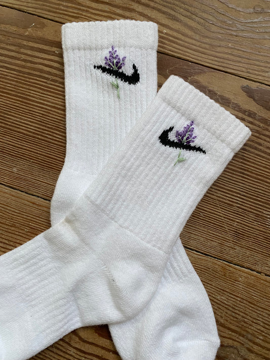 Socken bestickt | Lavendel